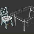 Wooden Table and Chair Set Featuring Metal Legs and Wooden Backrest Design