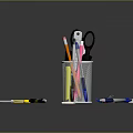 Essential Office Stationery Set With Metal Pen Holder Colored Pencils Scissors And Writing Tools