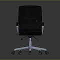 Modern Black Office Chair with Metal Armrests and Rolling Metal Base