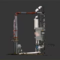 Industrial Processing Equipment With Metal Structure Pipes Valves And Control Panels