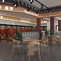 520 Supermarket Interior Design With Shelves Products Tables Chairs And Green Plants