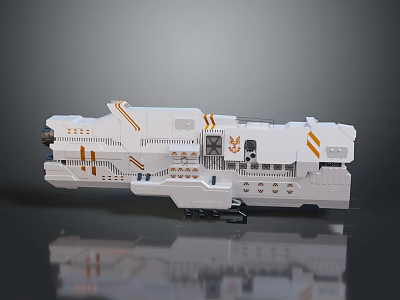 White and Orange Striped Aerospace Spacecraft Model With Detailed Design Elements 3d model