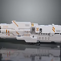 White and Orange Striped Aerospace Spacecraft Model With Detailed Design Elements