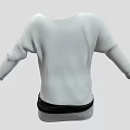 White Long Sleeve Top With Black Butterfly Print And Black Belt
