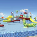 Water Park Playground Equipment With Colorful Slides Turtle Shaped Slide And Pool For Children Playing