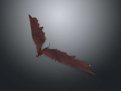 Mythical Fantasy Game Movie Character With Large Red Wings In Flying Pose 3d model