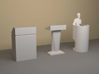 Sleek White Functional Desks with Three Different Modern Designs for Presentations 3d model