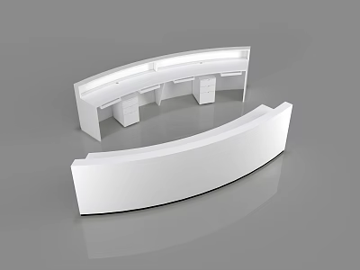 Modern White Curved Reception Desk With Sleek Countertop Drawers And Minimalist Design 3d model