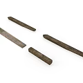 Four Brown Long Metal Strips With Rough Surface On White Background