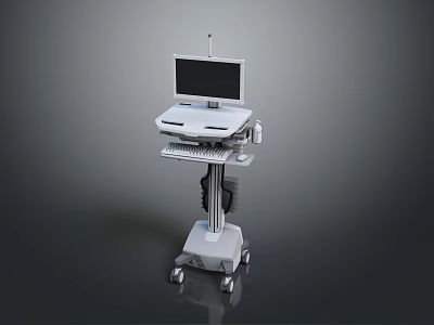 Game Movie Character Medical Cart With Wheels Monitor Keyboard And Equipment 3d model
