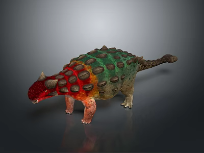 Colorful Dinosaur Model With Spiked Body Green Red Brown Textured Surface 3d model