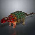 Colorful Dinosaur Model With Spiked Body Green Red Brown Textured Surface