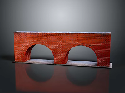 Red Brick Architectural Structure With Two Arched Openings Design Elements 3d model