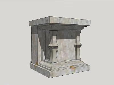 Traditional Stone Columns With Ornate Design On Architectural Pedestal Base 3d model