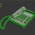 Vintage Digital Telephone With Coiled Cord Numeric Keypad And Small 3d model