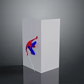 A Man In Red And Blue Spider Man Costume Climbing On White Cube