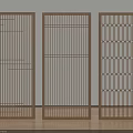 Wooden Room Dividers With Three Different Geometric Patterns For Interior Design 3d model