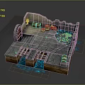 Cartoon Dungeon Scene With Stone Walls Wooden Barrels Treasure Chests And Water Pools