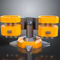 Industrial Mechanical Component With Yellow Casing Metal Column And Base Structure 3d model