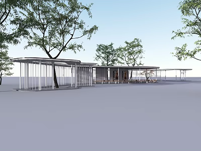 Modern Pergola Design With Metal Frame And Trees In Outdoor Setting 3d model