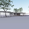 Modern Pergola Design With Metal Frame And Trees In Outdoor Setting