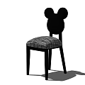Designer Leisure Chair With Mickey Mouse Ear Shaped Backrest Black Frame And Plaid Fabric Seat