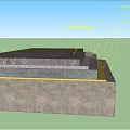 Building Component Cross Section Featuring Layered Concrete Waterproof And Insulation Layers 3d model