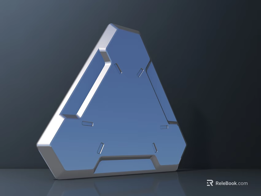 Modern Reception Desk With Sleek Metal Frame Blue Glossy Surface And Geometric Angular Design 3d model