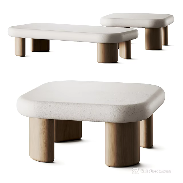 Modern Minimalist Dressing Table With Soft Upholstered Stool And Sturdy Natural Solid Wood Legs 3d model 