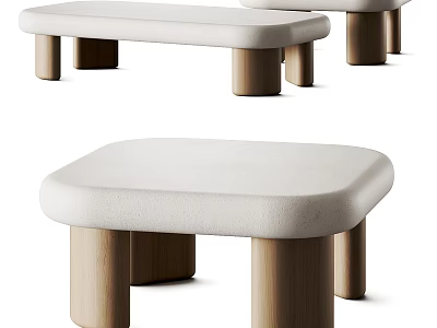 Modern Minimalist Dressing Table With Soft Upholstered Stool And Sturdy Natural Solid Wood Legs 3d model