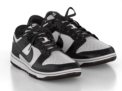 Black and White Classic Sneakers With Stylish Design Breathable Holes And Rubber Sole 3d model