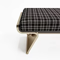 Modern Design Benches With Black White Plaid And Green Cushions On Metal Frames