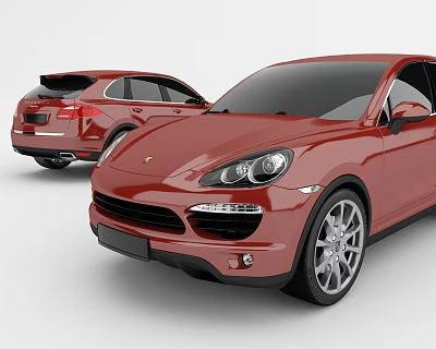 Two Red SUV Cars Showcasing Modern Front Fascia Headlights Alloy Wheels and Sleek Body Lines 3d model