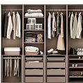 Organized Wardrobe Interior Displaying Hanging Clothes Folded Garments Storage Shelves and Drawers