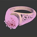 Elegant Gold Ring With Red Gemstone And Intricate Engraved Patterns Design 3d model