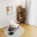 Curved Wooden Corner Shelving Unit for Living Room Storage and Decorative