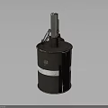 Military Hand Grenade Weapon With Cylindrical Metal Body Worn Surface White Stripe And Fuse Ring
