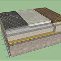 Building Floor Structure With Layered Wooden Stone Surfaces And Substrate Fasteners 3d model