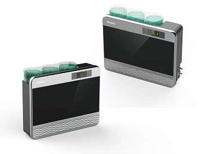 Sleek Black Silver Household Appliances With Green Top Components And Front Display Screen 3d model