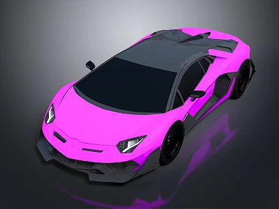 Pink Sports Car With Sleek Black Accents And Aerodynamic Modern Design 3d model