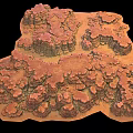 Detailed Red Rock Canyon Landscape With Rugged Terrain And Dry Riverbed