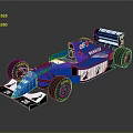 Blue Formula Race Car with Aerodynamic Design ELF Warranty Logos Rear Wing and Black Wheels