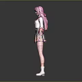 Anime Style Character With Pink Hair And Mythical Creature Inspired Tattoos In White Outfit