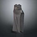 Medieval Inspired Long Leather Dress With Metal Studs And Waist Belt Design