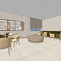 Hotel Public Lounge Area With Comfortable Seating Round Coffee Tables Wall Art And Large Windows