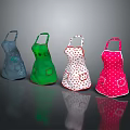 Colorful Kitchen Aprons with Polka Dots and Pockets in Blue Green White Red