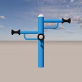 Outdoor Fitness Equipment Blue Pole With Multiple Black Handles For Exercise Training