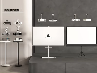 Modern Projection And Monitoring Equipment Display With Various Device Types 3d model