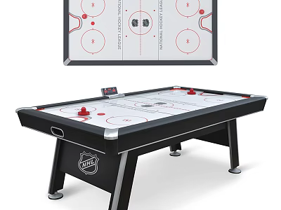 Sturdy NHL Air Hockey Table With Black Frame Electronic Scoreboard And Red Strikers 3d model