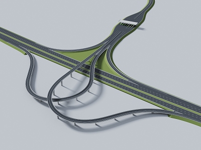 Interchange viaduct double horn interchange 3d model